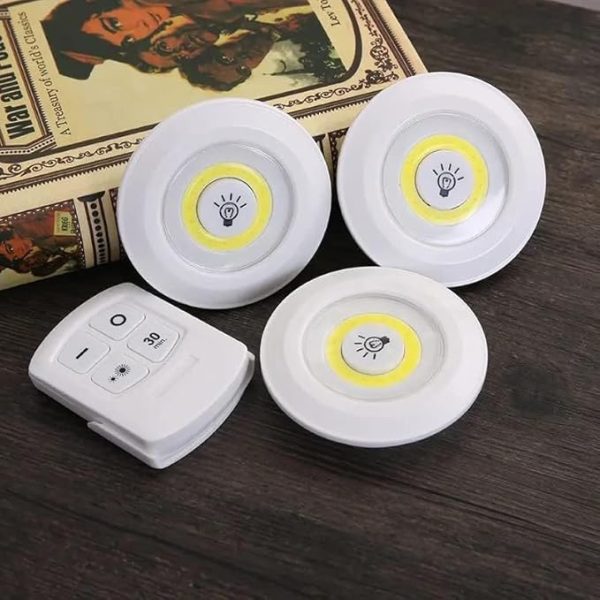 3 Pcs LED Cabinet Night Lights with Remote – Wireless, Dimmable & Motion-Free Installation