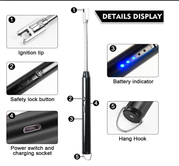 Multipurpose Portable Rechargeable Electric Lighter for Everyday Home and Kitchen Outdoor Use