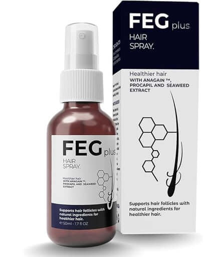 Feg Plus Hair & Beard Growth Serum Spray 50ml – Anti Hair Loss & Regrowth Treatment with Seaweed Extract, Rosemary, Redensyl, Anagain & Minoxidil