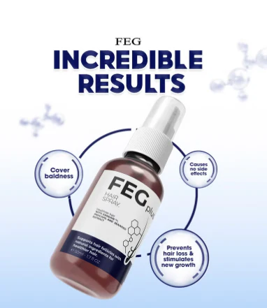 Feg Plus Hair & Beard Growth Serum Spray 50ml – Anti Hair Loss & Regrowth Treatment with Seaweed Extract, Rosemary, Redensyl, Anagain & Minoxidil