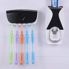 Guaranteed Safe Checkout Payment methods Instagram Facebook YouTube Automatic Toothpaste Dispenser Squeezer Hands Free Set and 5 Toothbrush Holder