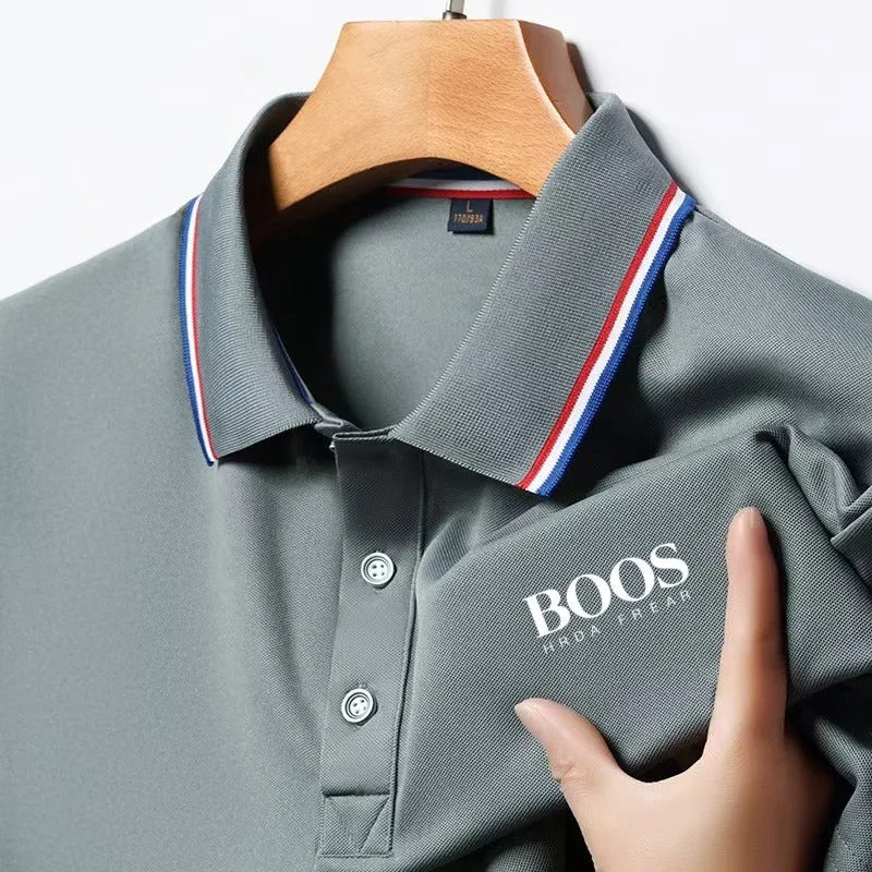 Men's 2025 new business casual short-sleeved Polo shirt, fashionable short-sleeved comfortable and breathable top