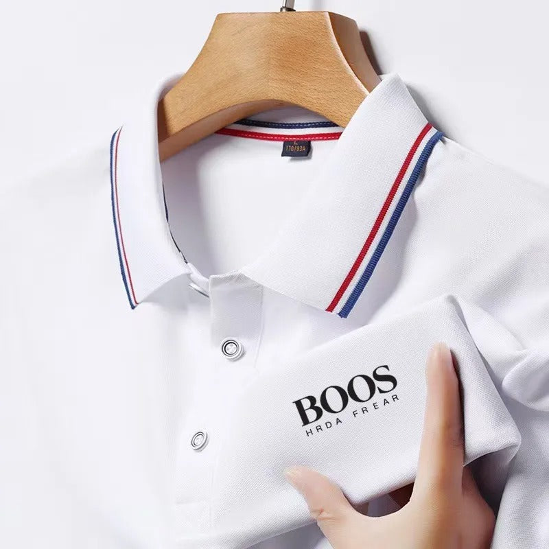 Men's 2025 new business casual short-sleeved Polo shirt, fashionable short-sleeved comfortable and breathable top