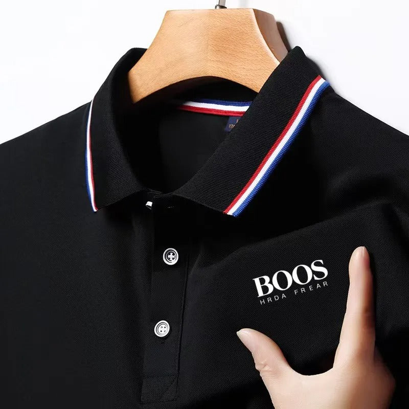 Men's 2025 new business casual short-sleeved Polo shirt, fashionable short-sleeved comfortable and breathable top