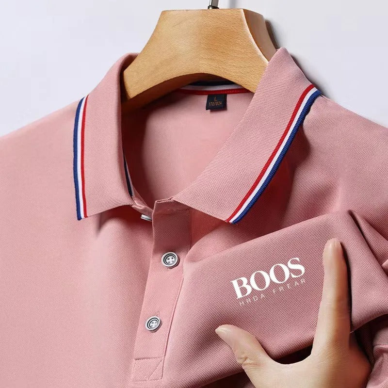 Men's 2025 new business casual short-sleeved Polo shirt, fashionable short-sleeved comfortable and breathable top